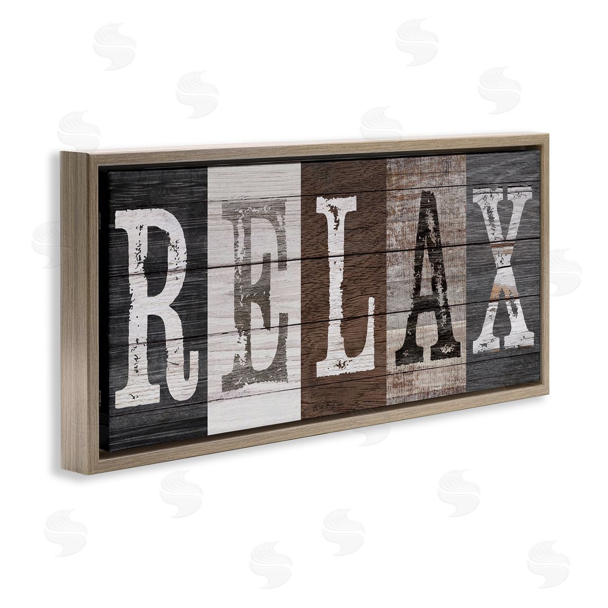 Rustic Bathroom Relax Letters Brown Floating Frame Canvas Wall Art, Home Decor by Susan Arnot