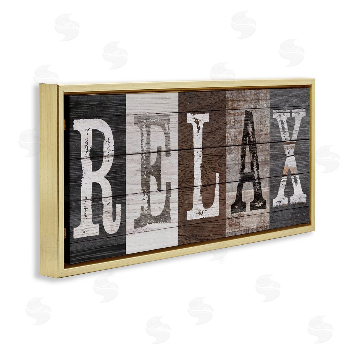 Rustic Bathroom Relax Letters Gold Floating Frame Canvas Wall Art, Home Decor by Susan Arnot
