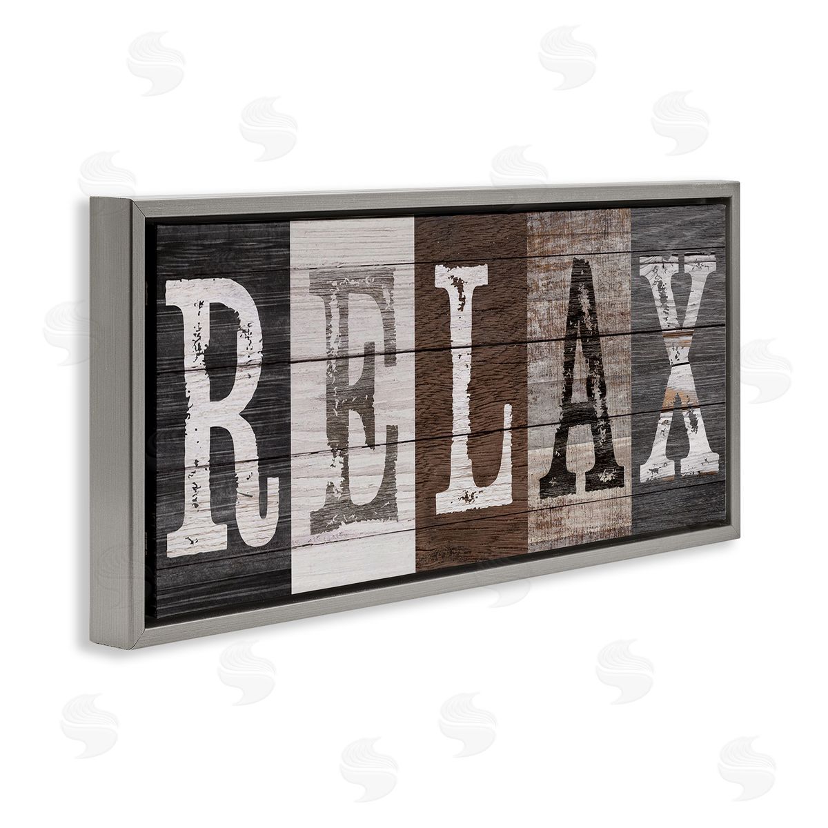 Rustic Bathroom Relax Letters Grey Floating Frame Canvas Wall Art, Home Decor by Susan Arnot