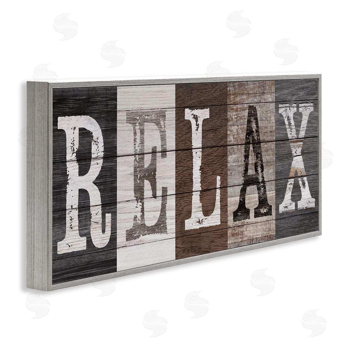 Rustic Bathroom Relax Letters Grey Frame Print Wall Art, Home Decor by Susan Arnot