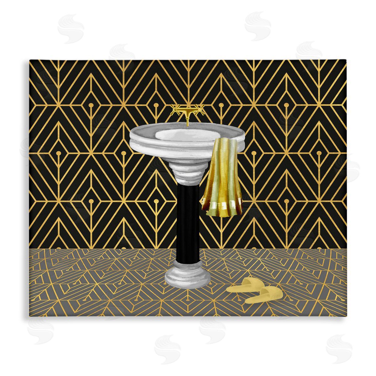 Deco Style Glam Bathroom Canvas Wall Art, Home Decor by Conrad Knutsen