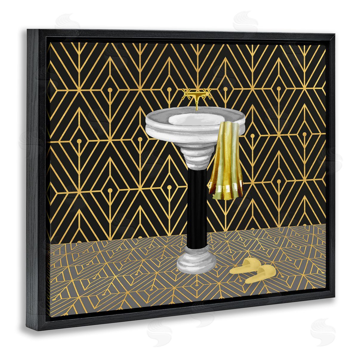 Deco Style Glam Bathroom Black Floating Frame Canvas Wall Art, Home Decor by Conrad Knutsen