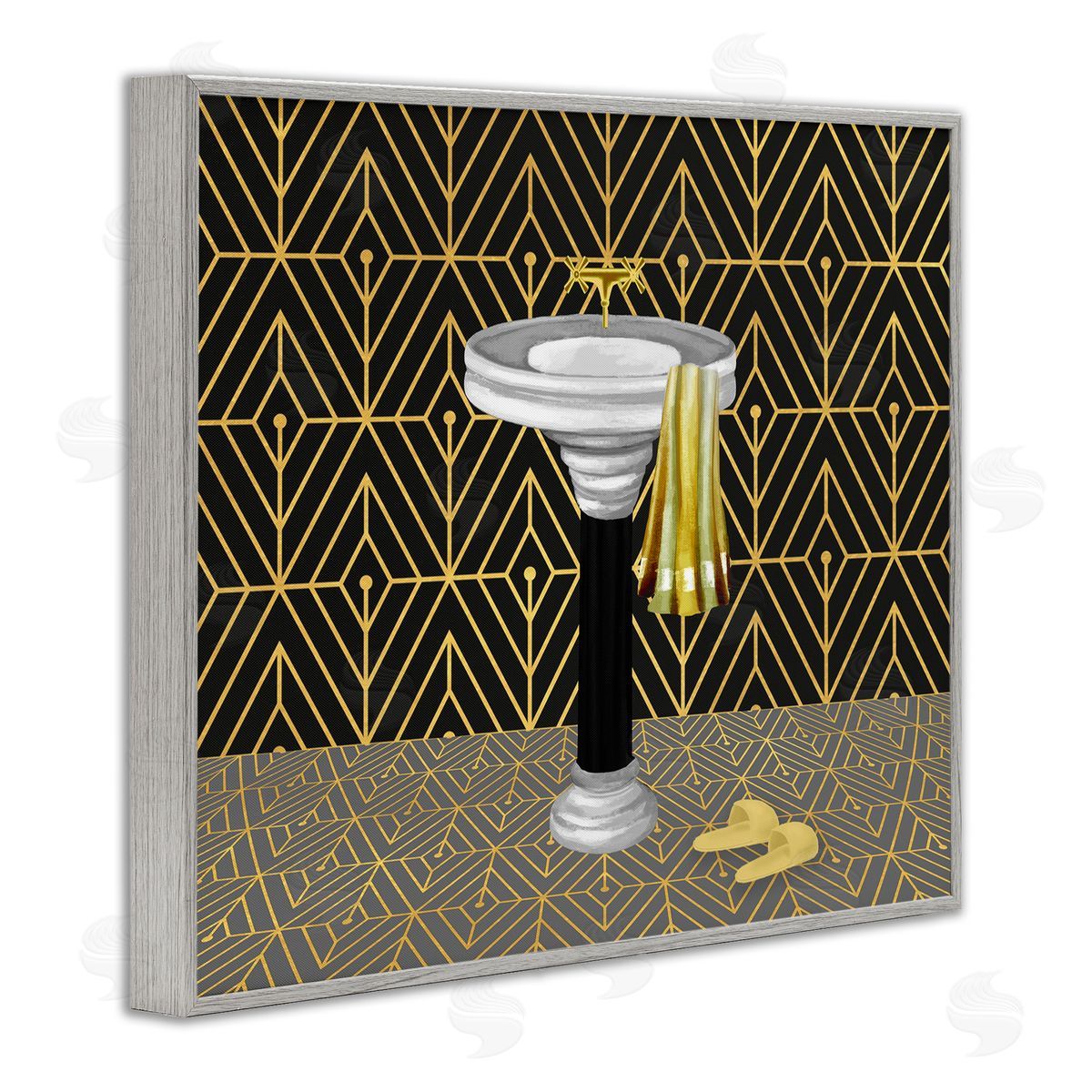 Deco Style Glam Bathroom Grey Frame Print Wall Art, Home Decor by Conrad Knutsen