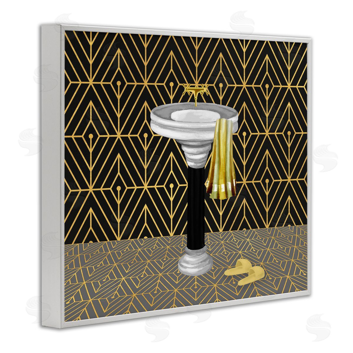 Deco Style Glam Bathroom White Frame Print Wall Art, Home Decor by Conrad Knutsen