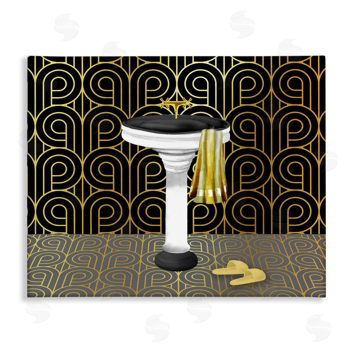 Bathroom Sink Deco Style Canvas Wall Art, Home Decor by Conrad Knutsen