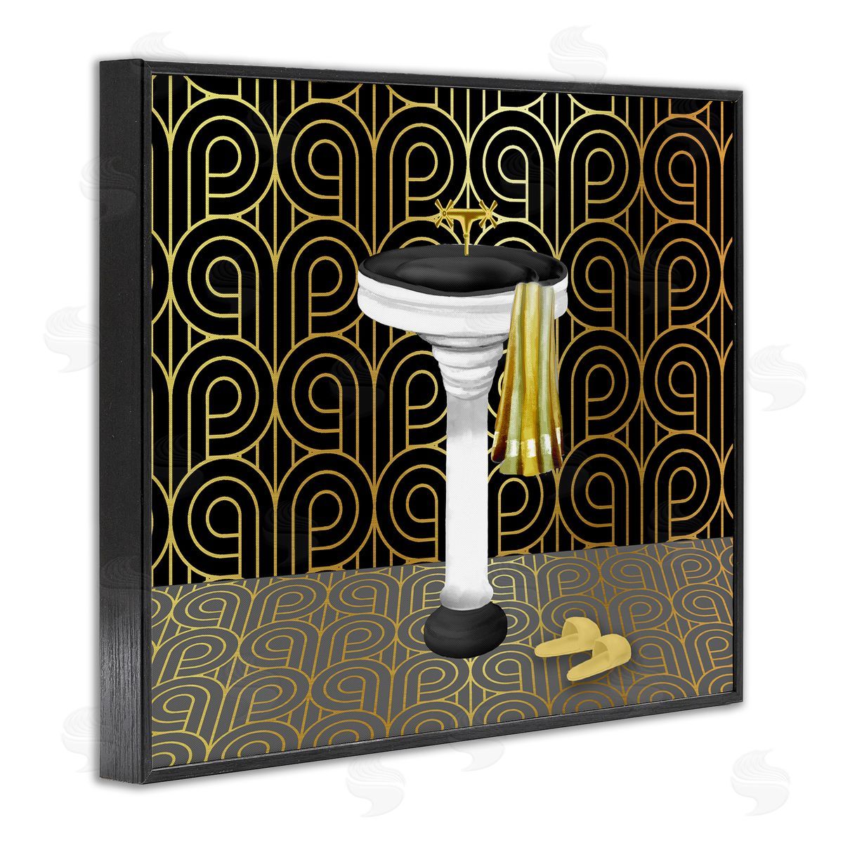 Bathroom Sink Deco Style Black Frame Print Wall Art, Home Decor by Conrad Knutsen