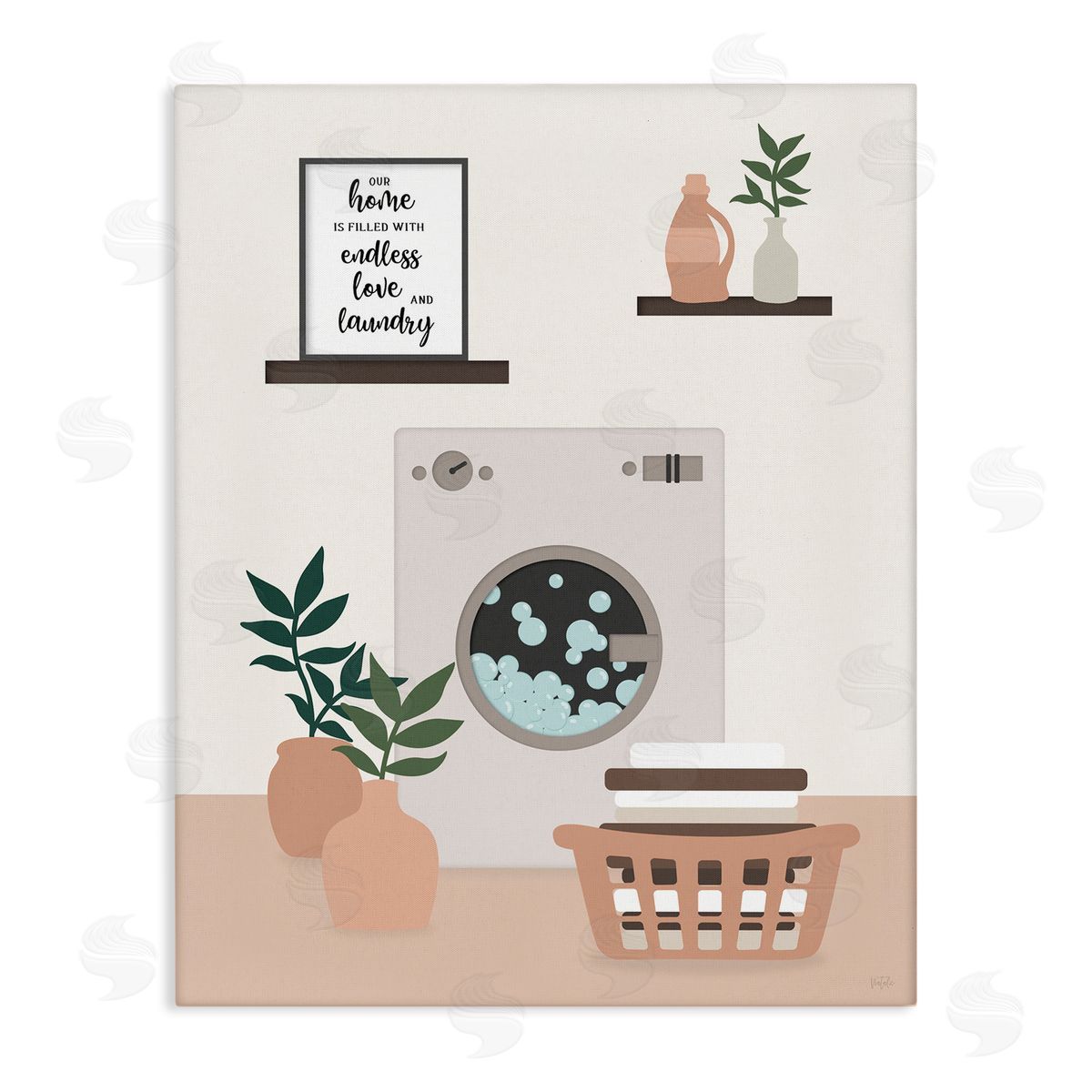 Modern Family Laundry Phrase Canvas Wall Art, Home Decor by Natalie Carpentieri