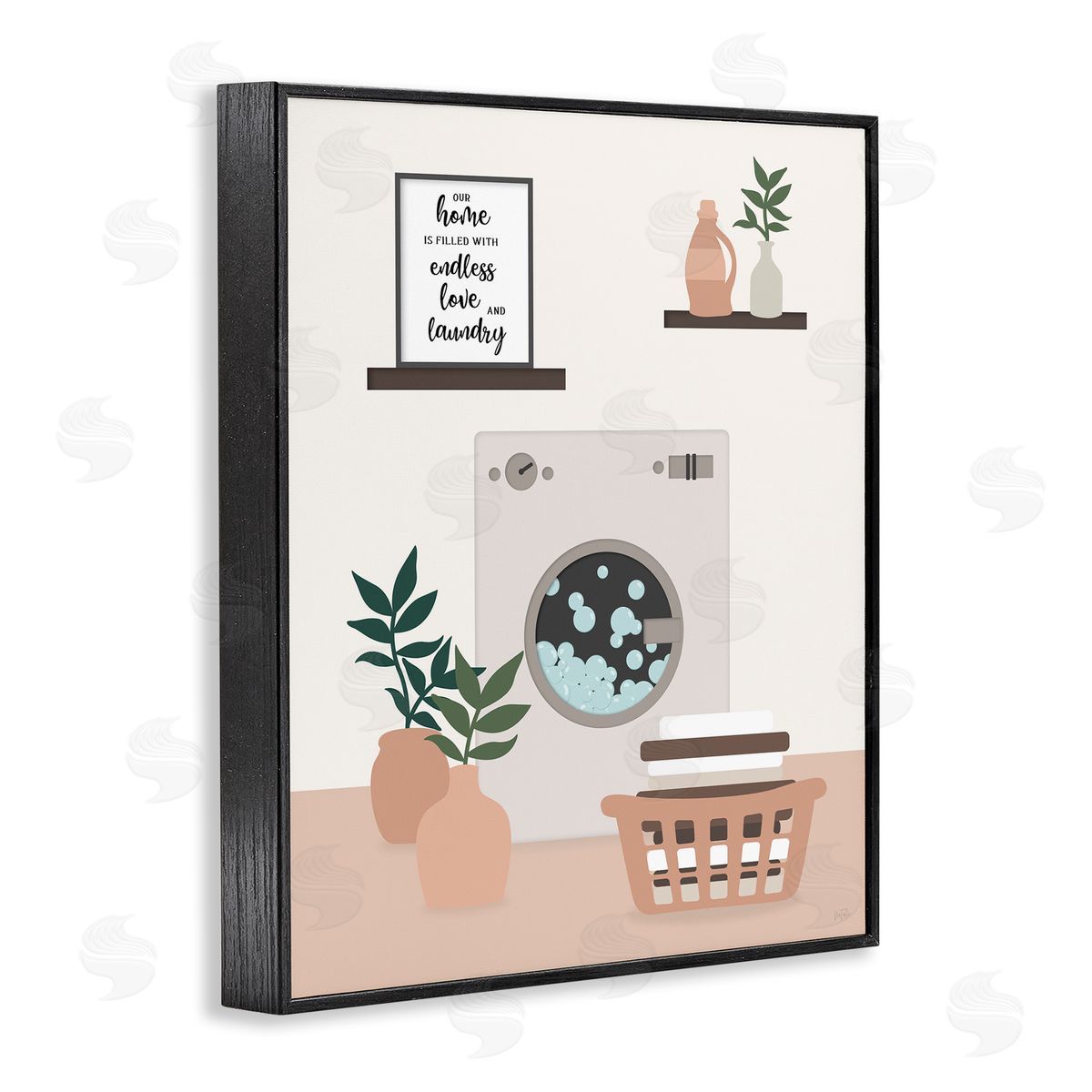 Modern Family Laundry Phrase Black Frame Print Wall Art, Home Decor by Natalie Carpentieri