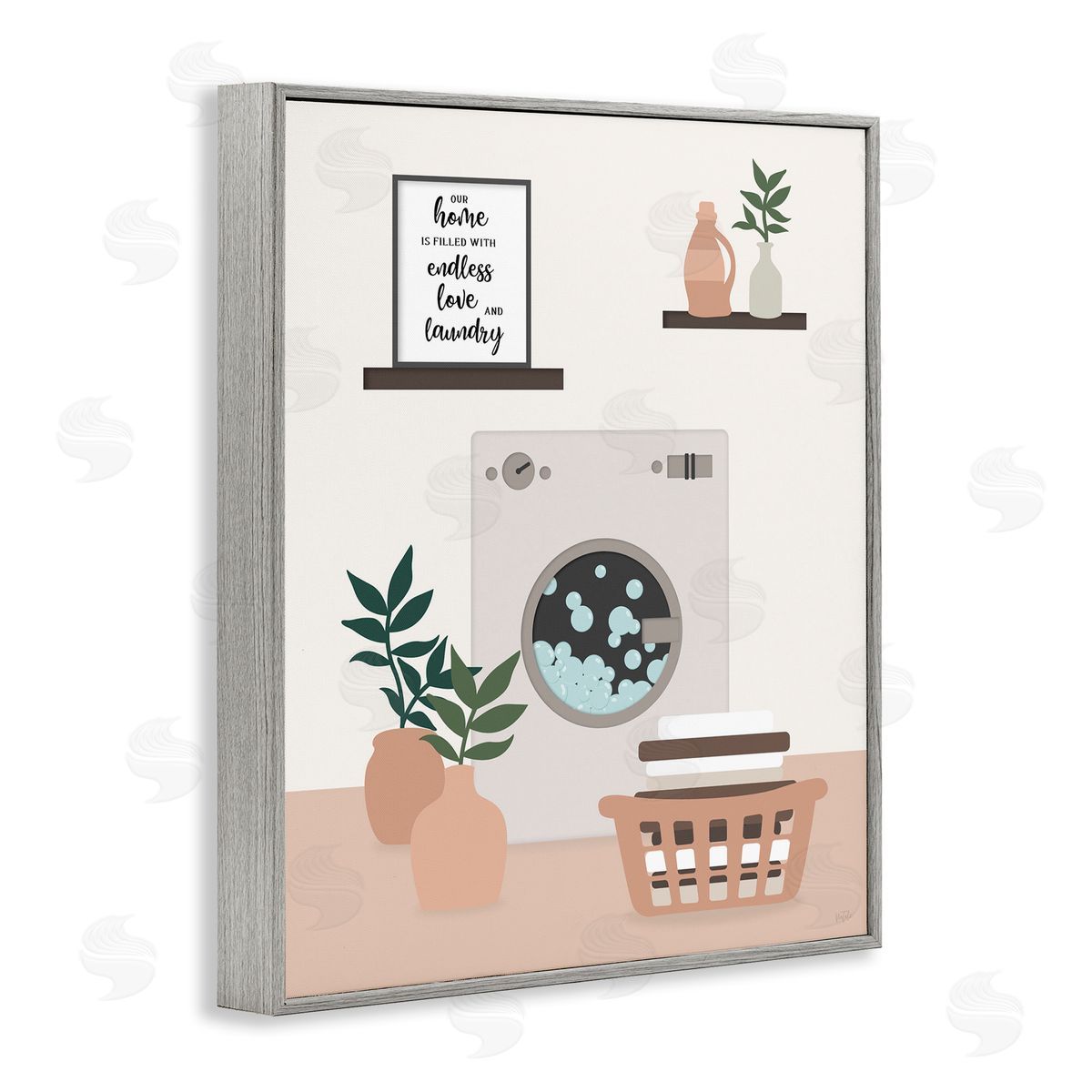 Modern Family Laundry Phrase Grey Frame Print Wall Art, Home Decor by Natalie Carpentieri