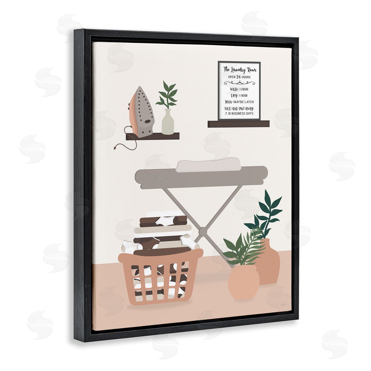 Laundry Rules Modern View Black Floating Frame Canvas Wall Art, Home Decor by Natalie Carpentieri