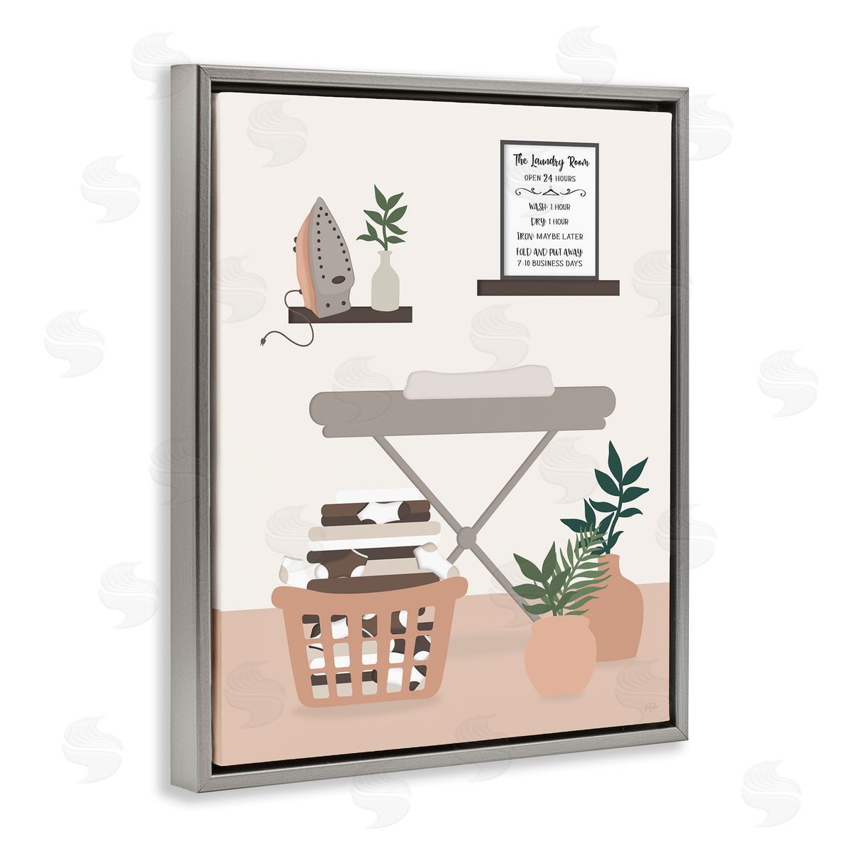 Laundry Rules Modern View Grey Floating Frame Canvas Wall Art, Home Decor by Natalie Carpentieri