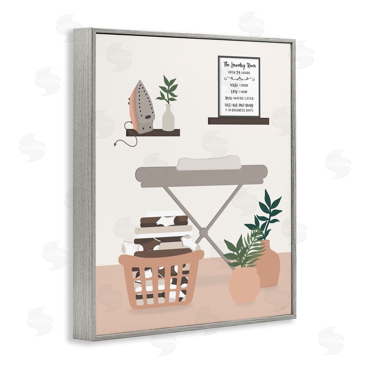 Laundry Rules Modern View Grey Frame Print Wall Art, Home Decor by Natalie Carpentieri