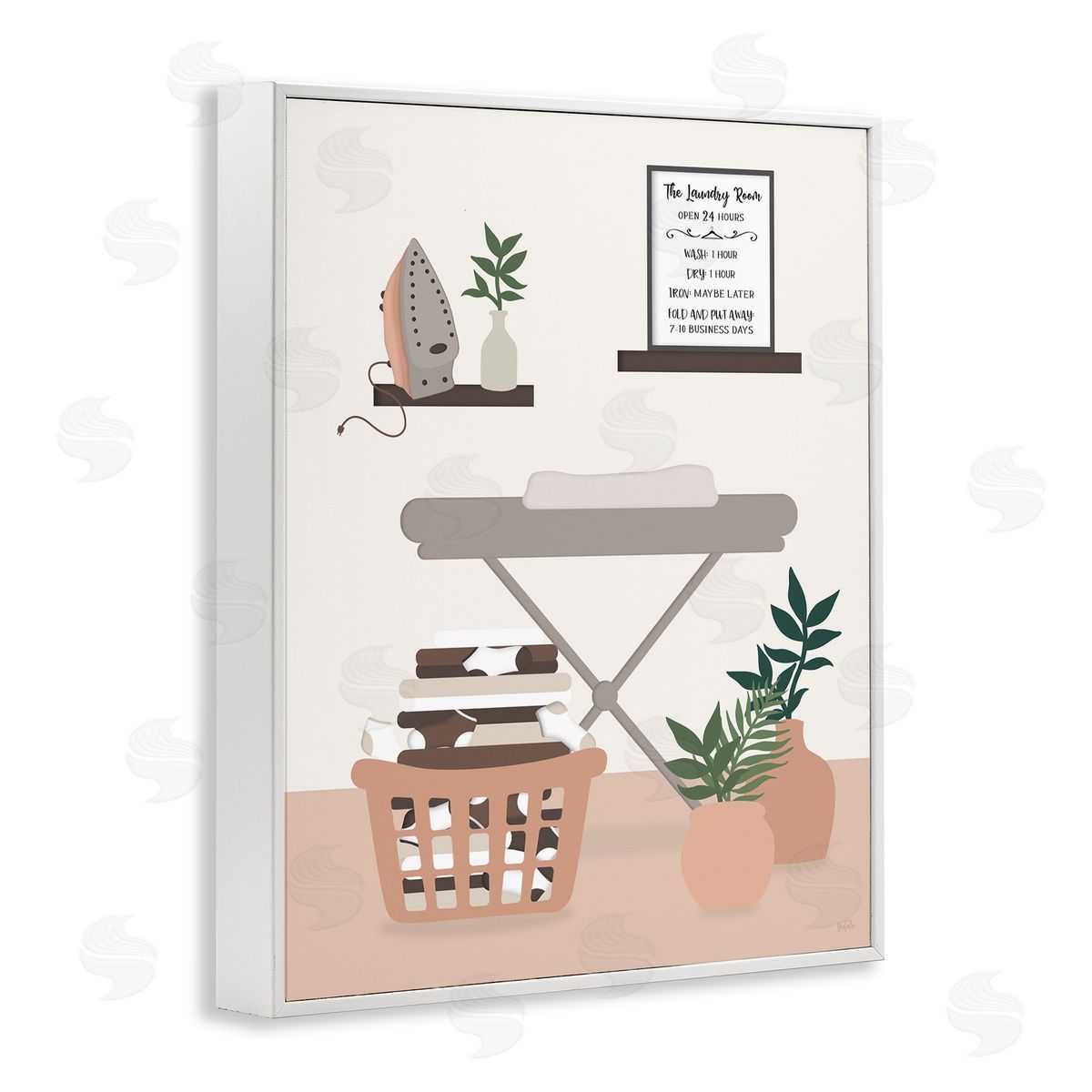 Laundry Rules Modern View White Frame Print Wall Art, Home Decor by Natalie Carpentieri