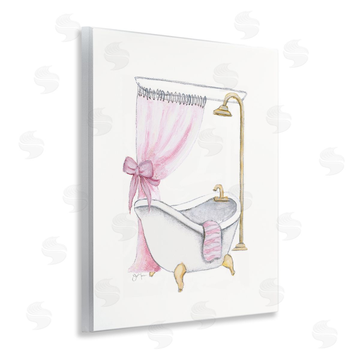 Simple Glam Bathroom Tub Wood Plaque Wall Art, Home Decor by Janet Tava