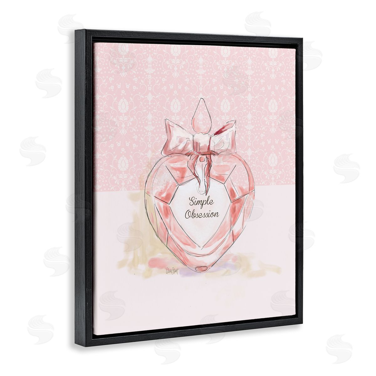 Simple Obsession Pastel Perfume Black Floating Frame Canvas Wall Art, Home Decor by Carol Robinson