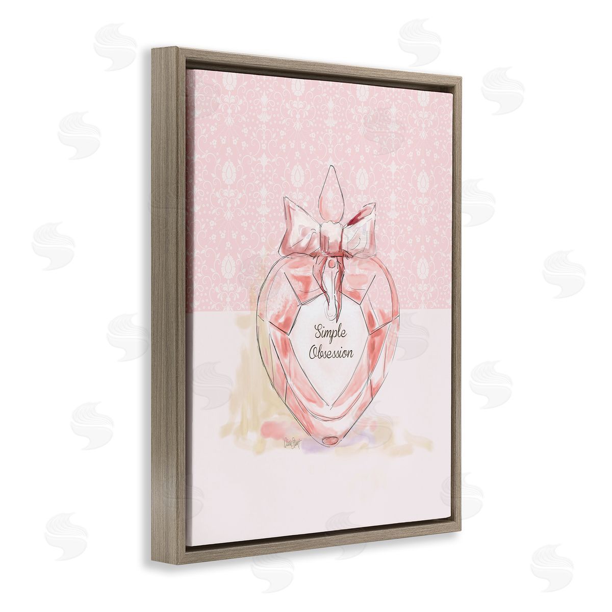 Simple Obsession Pastel Perfume Brown Floating Frame Canvas Wall Art, Home Decor by Carol Robinson