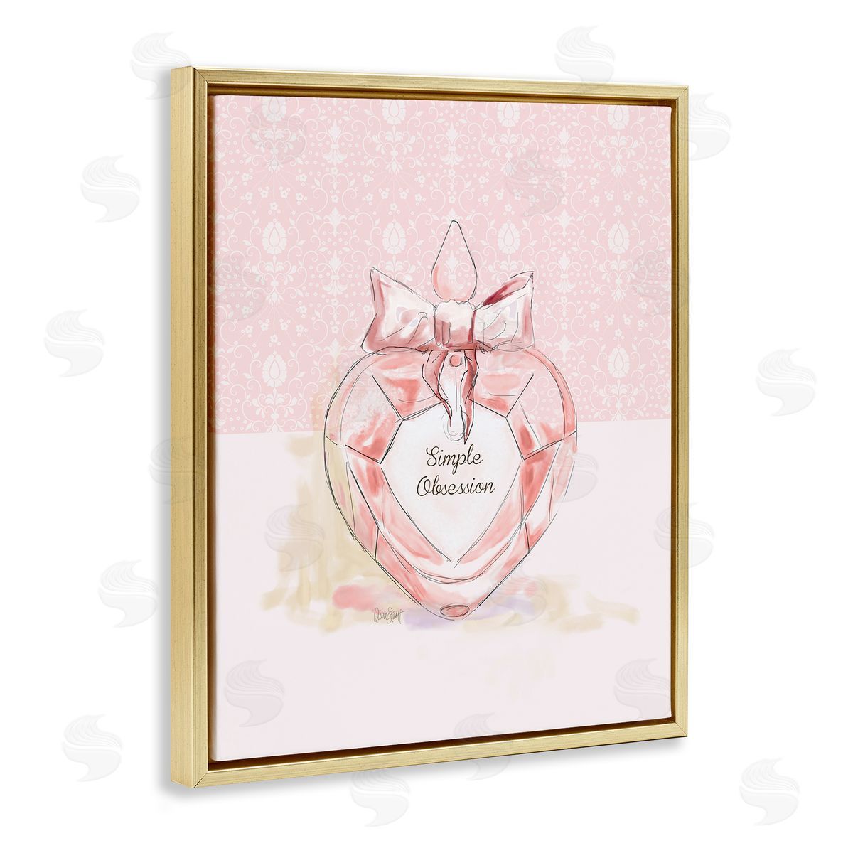 Simple Obsession Pastel Perfume Gold Floating Frame Canvas Wall Art, Home Decor by Carol Robinson