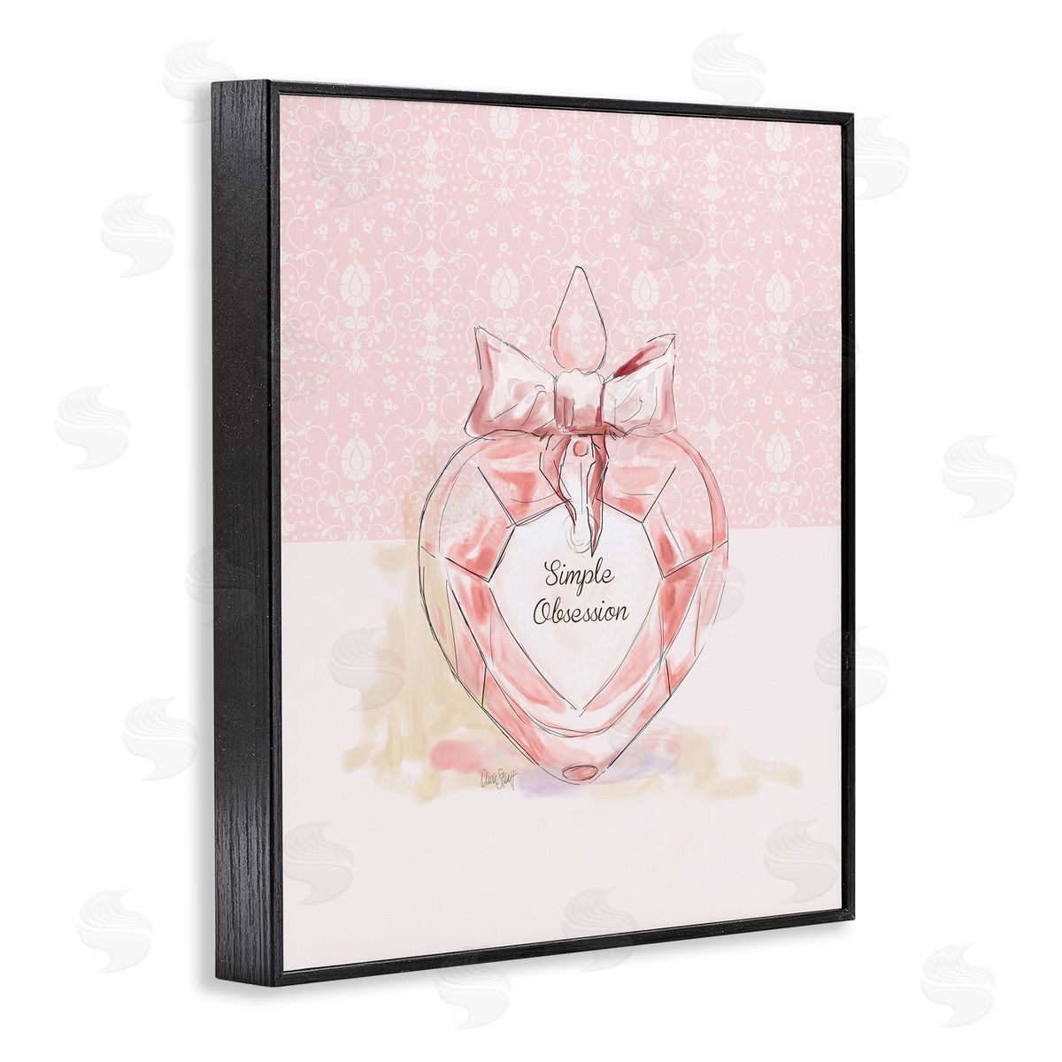 Simple Obsession Pastel Perfume Black Frame Print Wall Art, Home Decor by Carol Robinson
