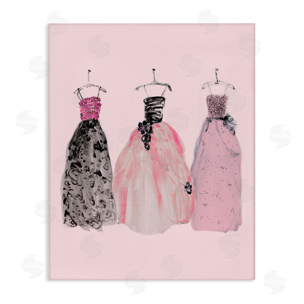 Trendy Glam Gowns Canvas Wall Art, Home Decor by Sally Swatland