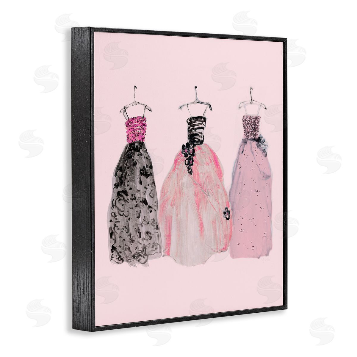 Trendy Glam Gowns Black Frame Print Wall Art, Home Decor by Sally Swatland