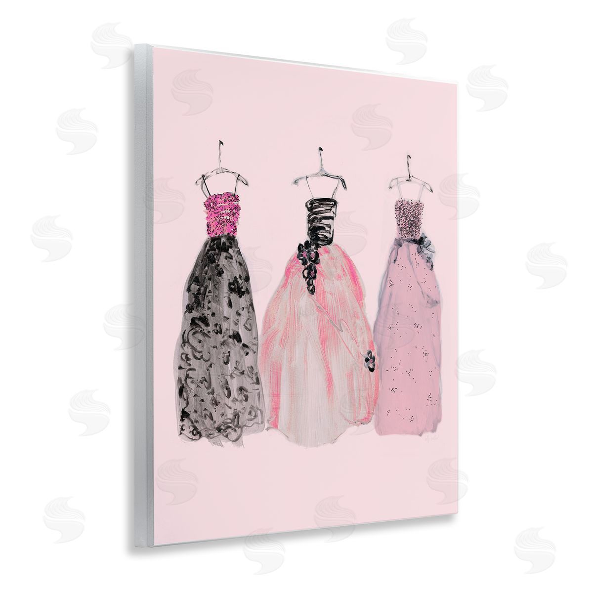 Trendy Glam Gowns Wood Plaque Wall Art, Home Decor by Sally Swatland