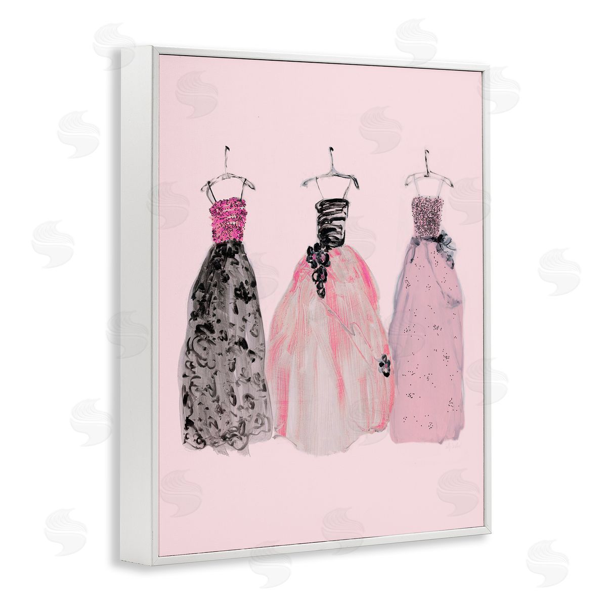 Trendy Glam Gowns White Frame Print Wall Art, Home Decor by Sally Swatland