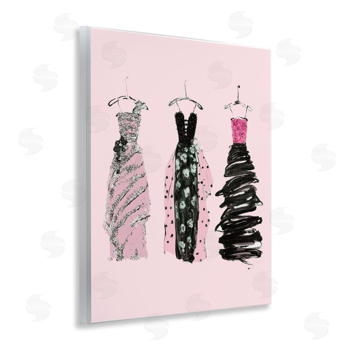 Abstract Fashion Gowns Wood Plaque Wall Art, Home Decor by Sally Swatland