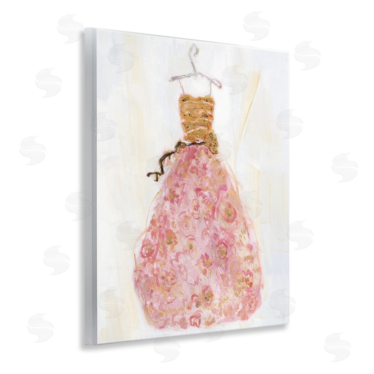 Classy Posh Pink Ball Gown Wood Plaque Wall Art, Home Decor by Sally Swatland