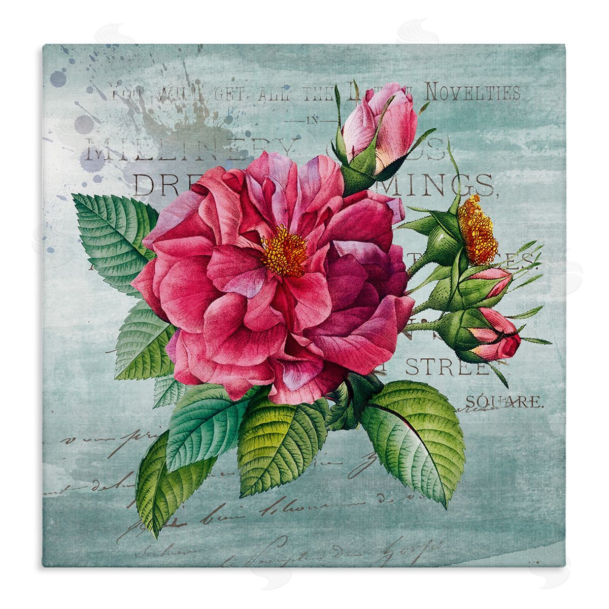 Pink Garden Flower over Rustic Canvas Wall Art, Home Decor by Susan Arnot