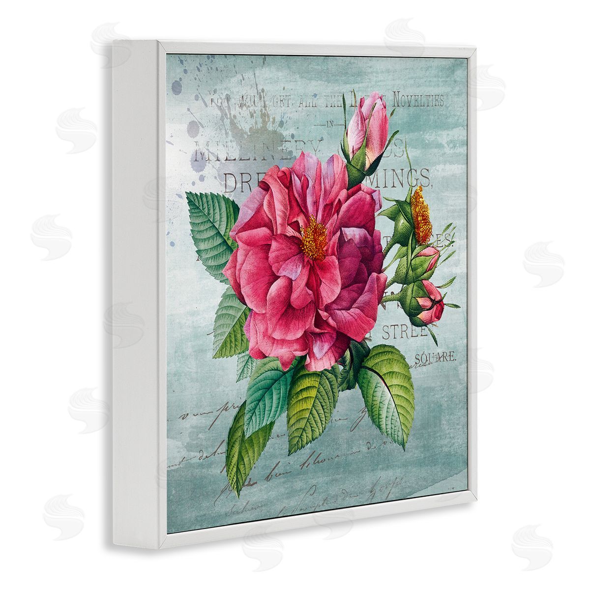 Pink Garden Flower over Rustic White Frame Print Wall Art, Home Decor by Susan Arnot