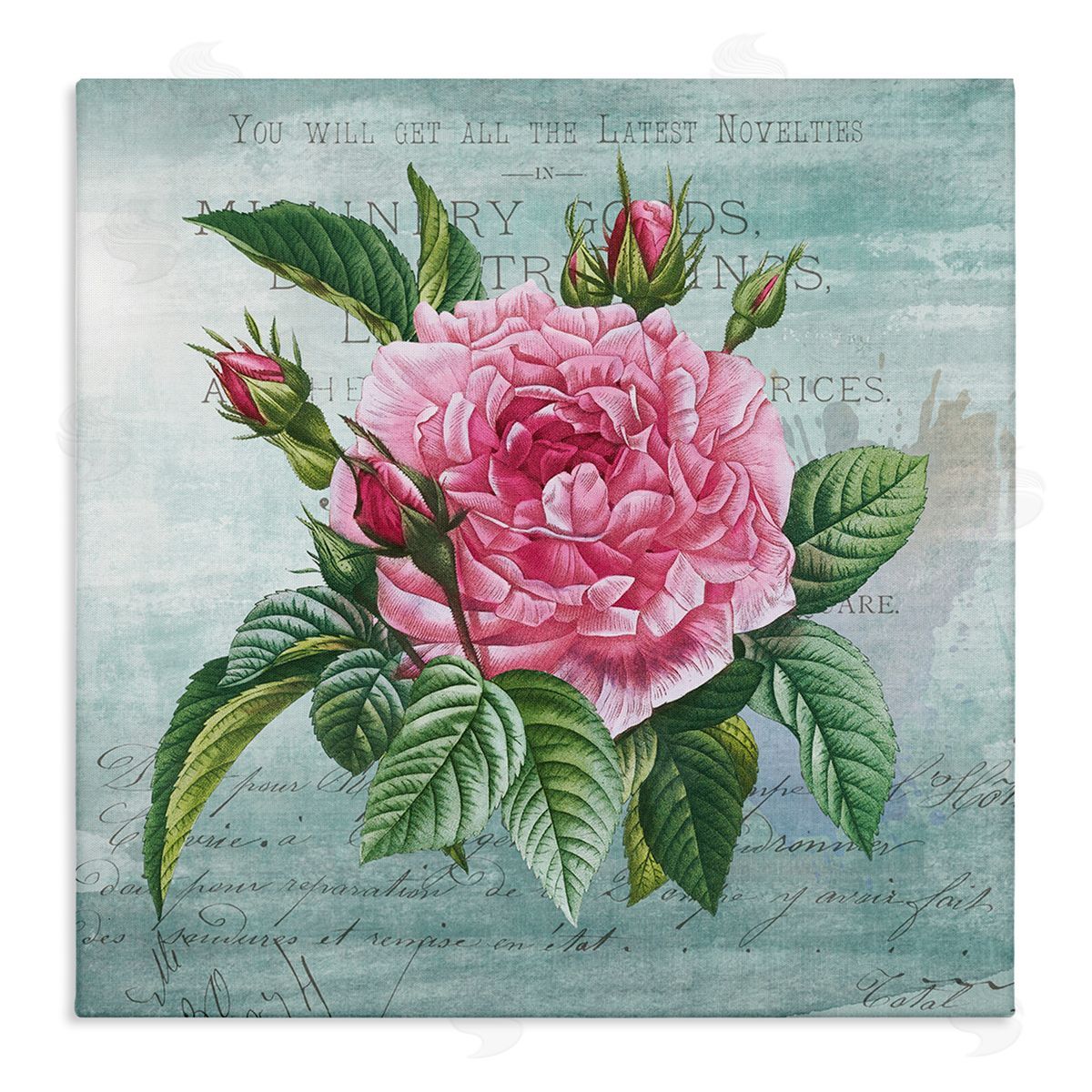 Pink Dahlia over Rustic Canvas Wall Art, Home Decor by Susan Arnot