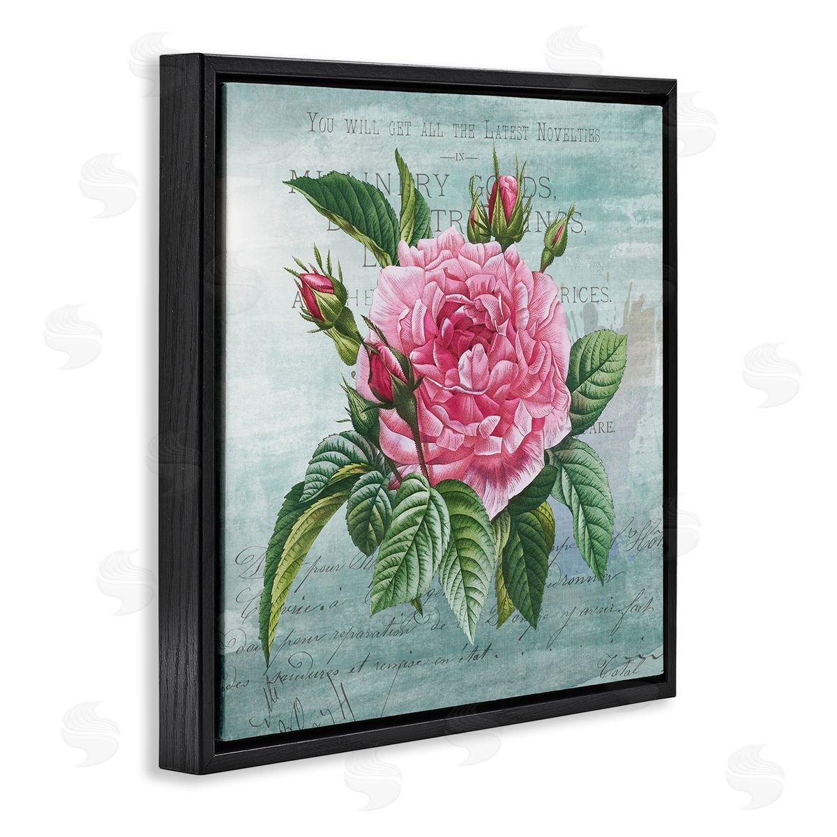 Pink Dahlia over Rustic Black Floating Frame Canvas Wall Art, Home Decor by Susan Arnot