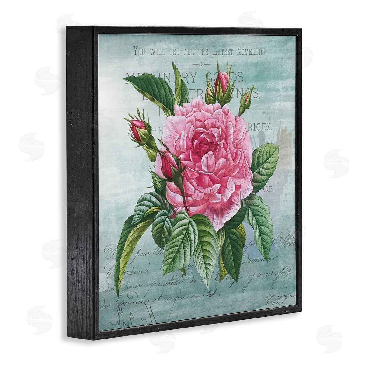 Pink Dahlia over Rustic Black Frame Print Wall Art, Home Decor by Susan Arnot