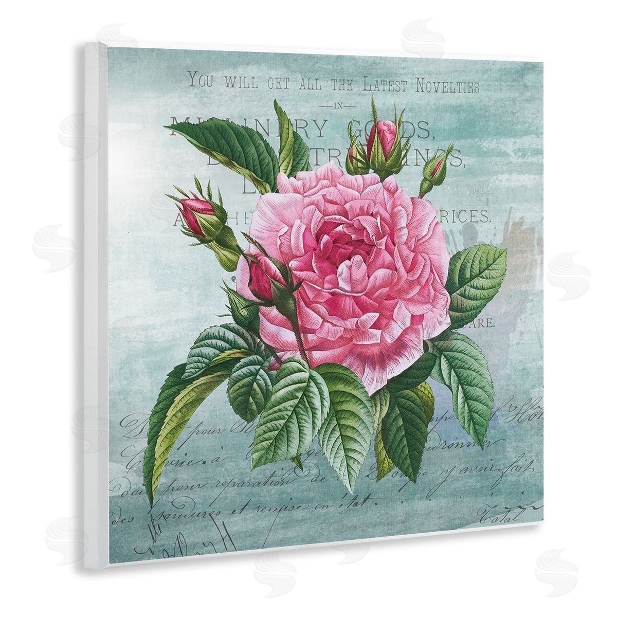 Pink Dahlia over Rustic Wood Plaque Wall Art, Home Decor by Susan Arnot