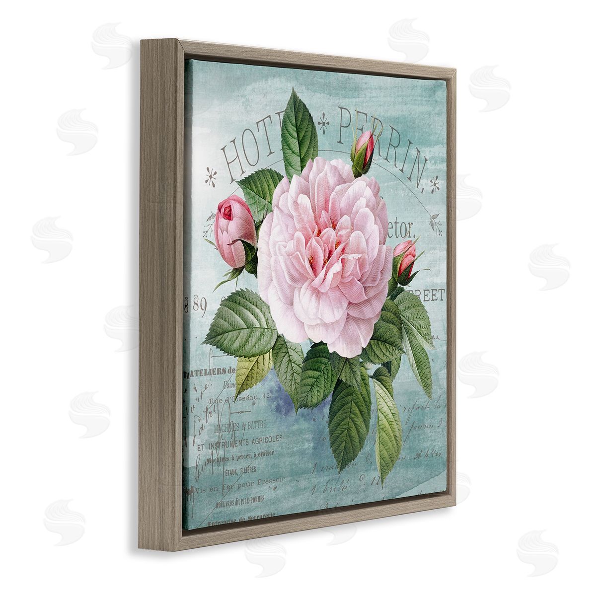 Bright & Rustic Tropical Bloom Brown Floating Frame Canvas Wall Art, Home Decor by Susan Arnot