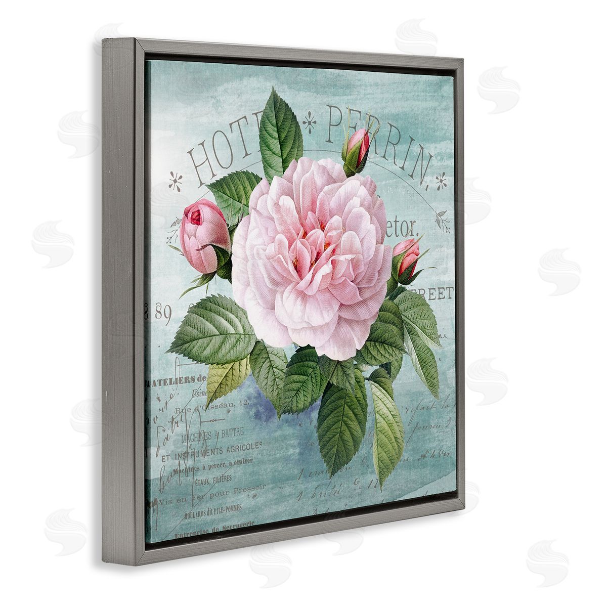 Bright & Rustic Tropical Bloom Grey Floating Frame Canvas Wall Art, Home Decor by Susan Arnot
