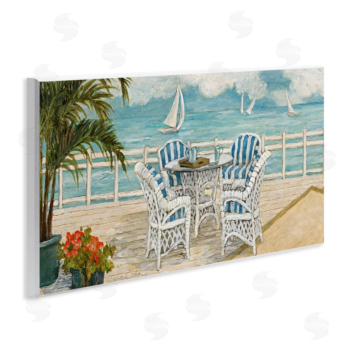 Summer Beach View Deck Wood Plaque Wall Art, Home Decor by Charlene Olson