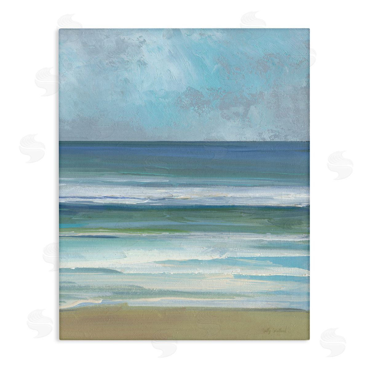 Calming Blue Waves Impression Canvas Wall Art, Home Decor by Sally Swatland