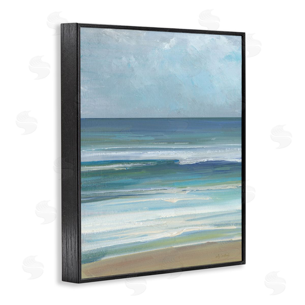 Calming Beach Wave Visage Black Frame Print Wall Art, Home Decor by Sally Swatland