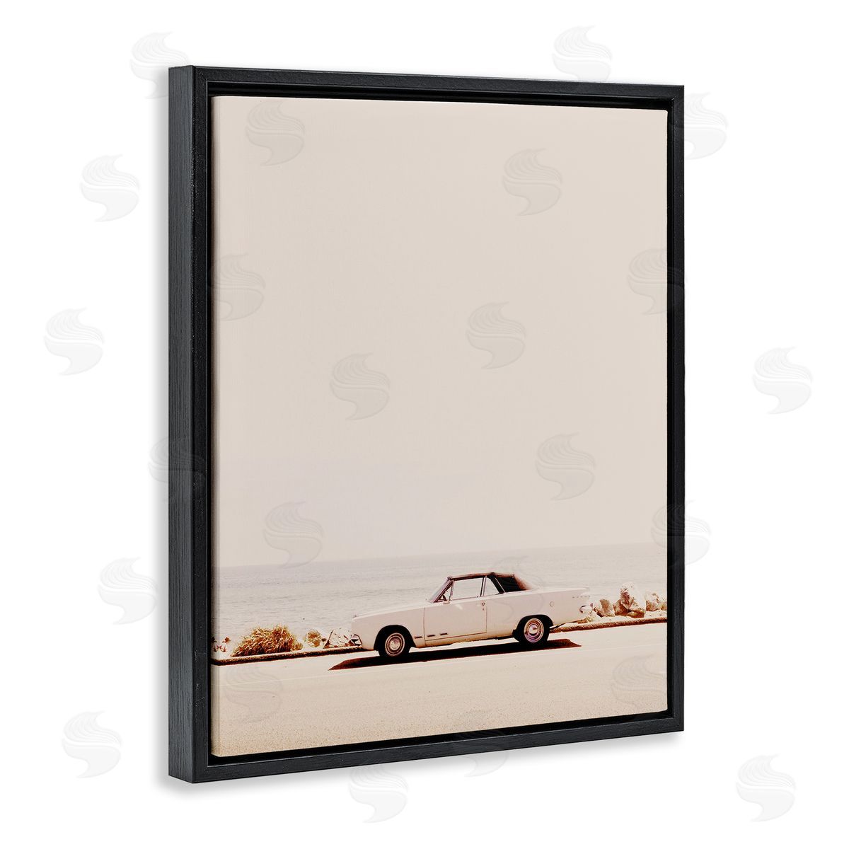 California Dreaming Antique Car Black Floating Frame Canvas Wall Art, Home Decor by Gemma Bardot