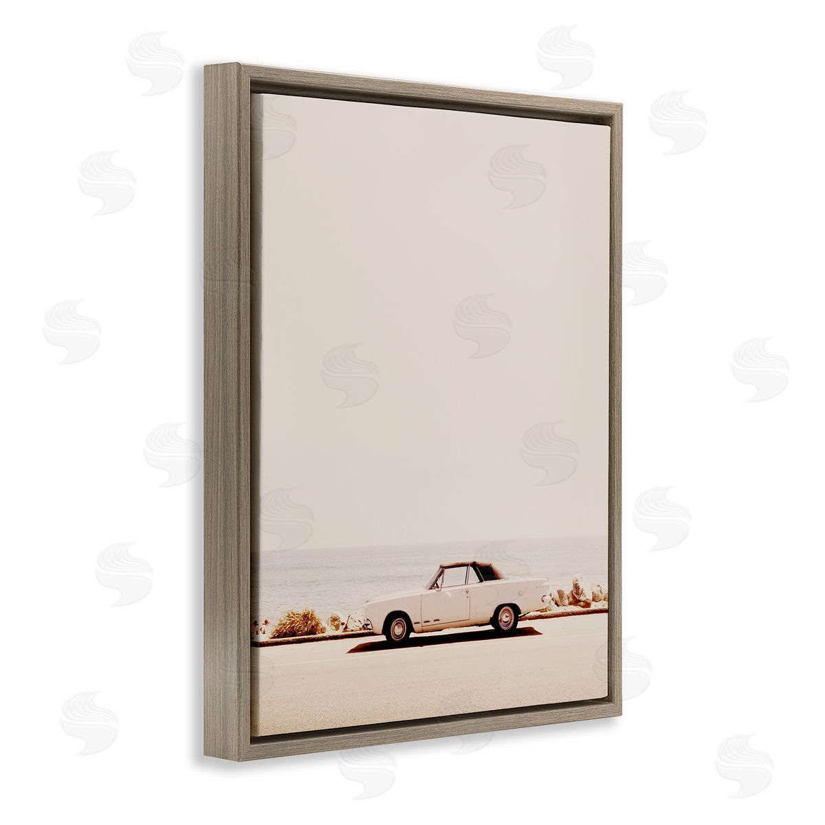 California Dreaming Antique Car Brown Floating Frame Canvas Wall Art, Home Decor by Gemma Bardot