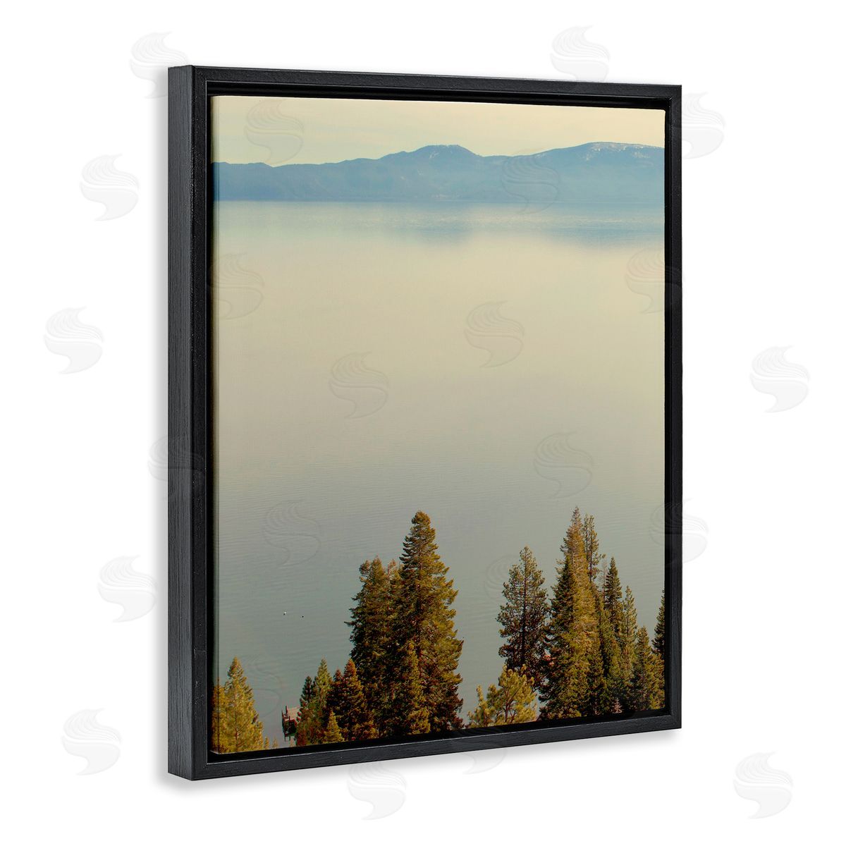 Pure Bliss Lake View Black Floating Frame Canvas Wall Art, Home Decor by Gemma Bardot