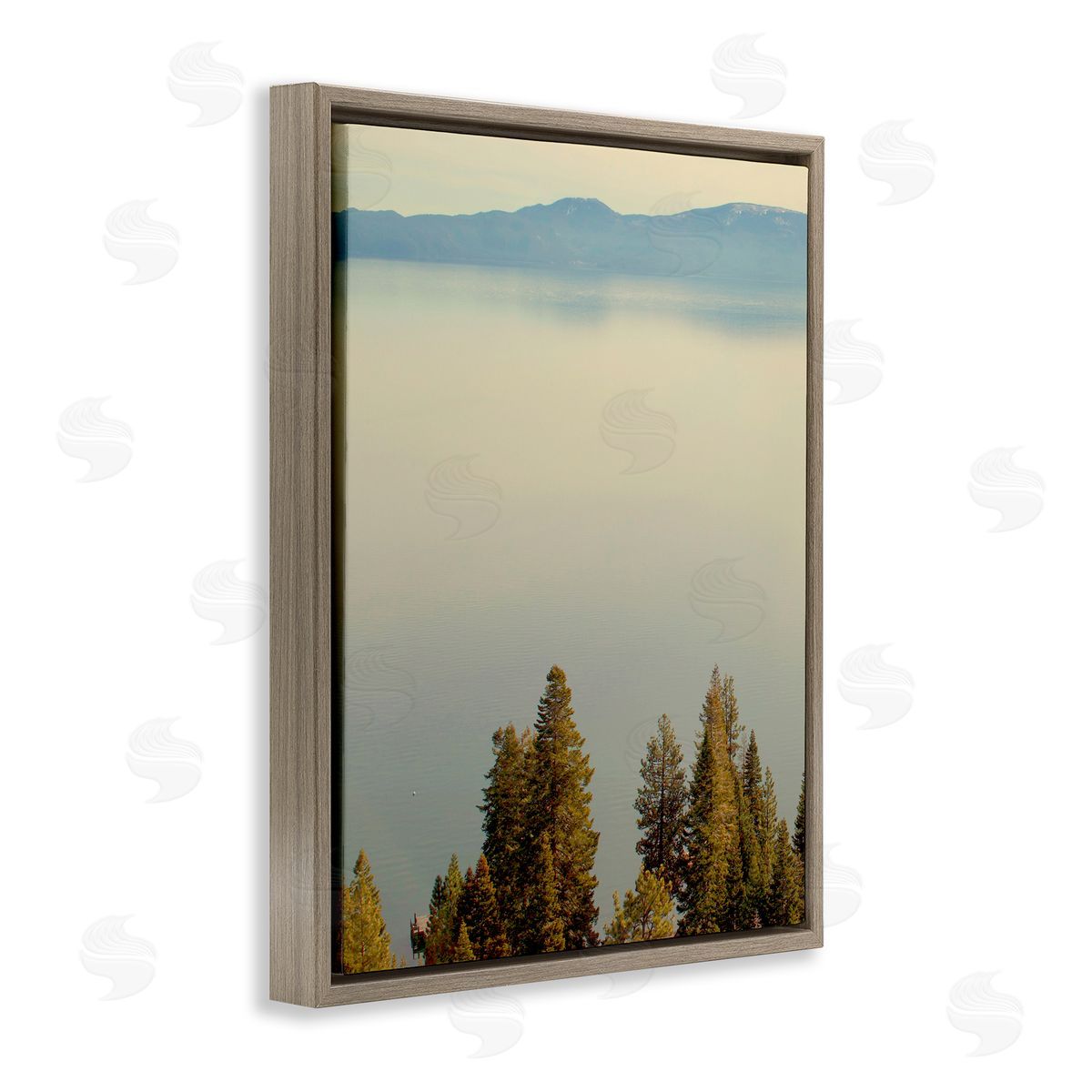 Pure Bliss Lake View Brown Floating Frame Canvas Wall Art, Home Decor by Gemma Bardot