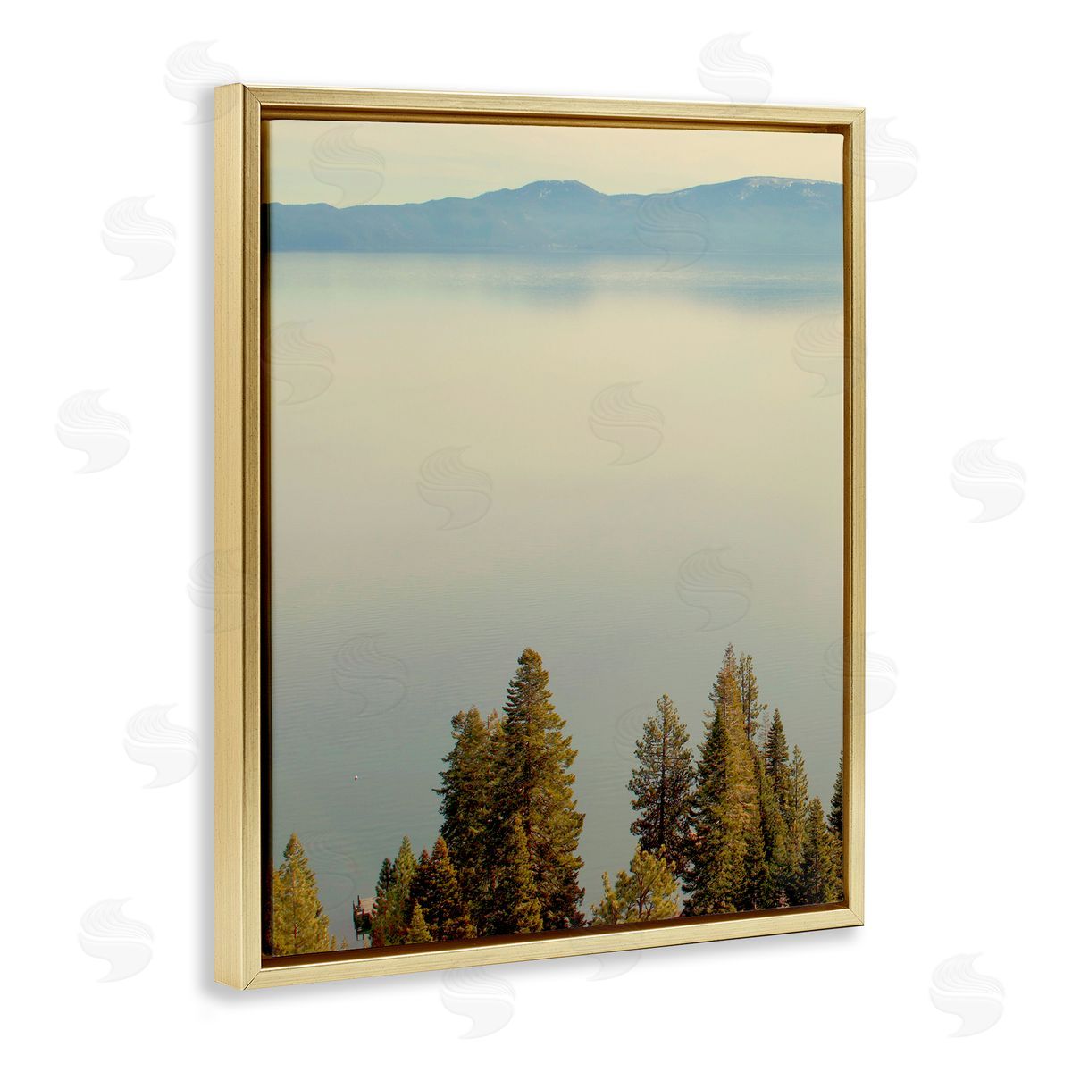 Pure Bliss Lake View Gold Floating Frame Canvas Wall Art, Home Decor by Gemma Bardot