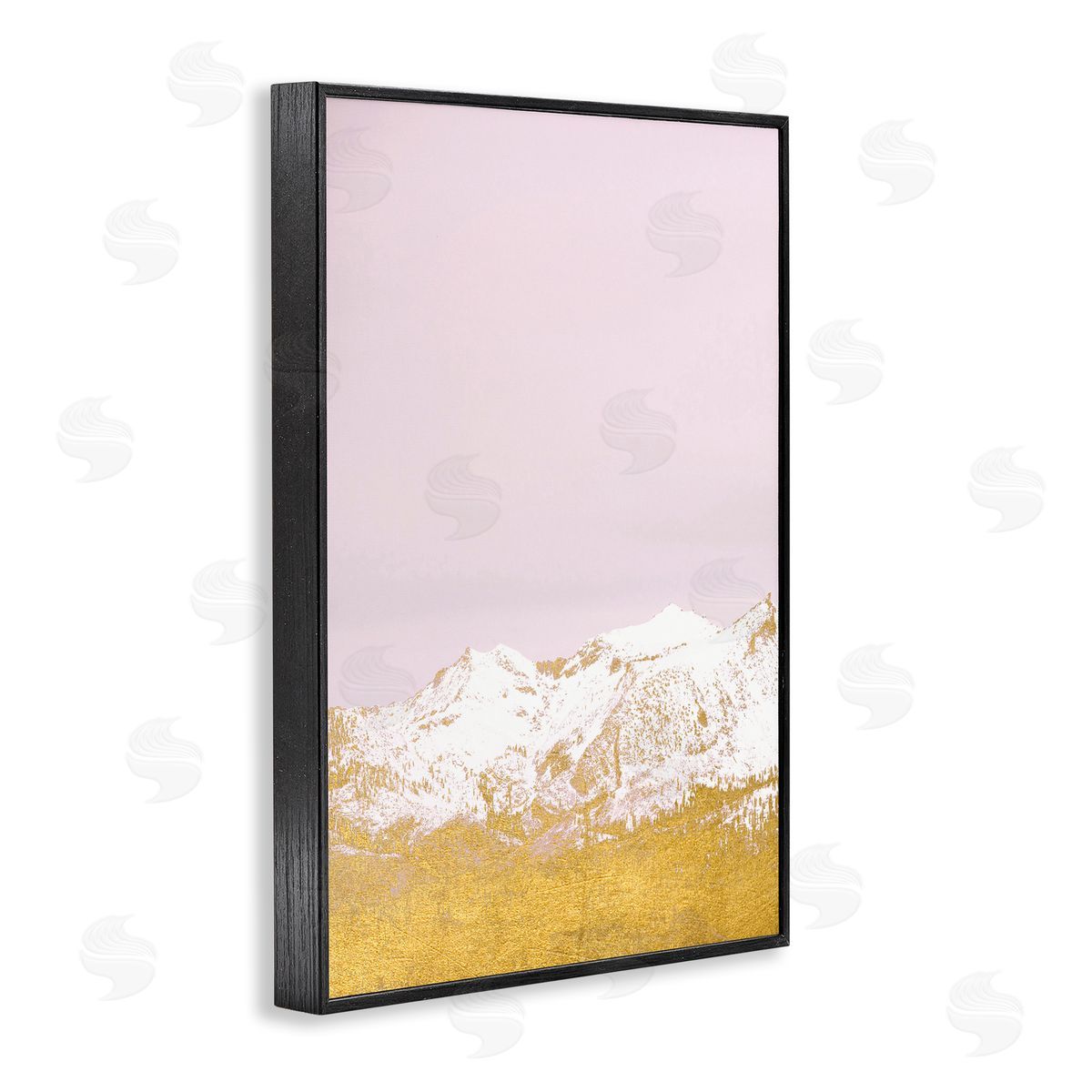 White Tipped Mountains on Pink Black Frame Print Wall Art, Home Decor by Gemma Bardot