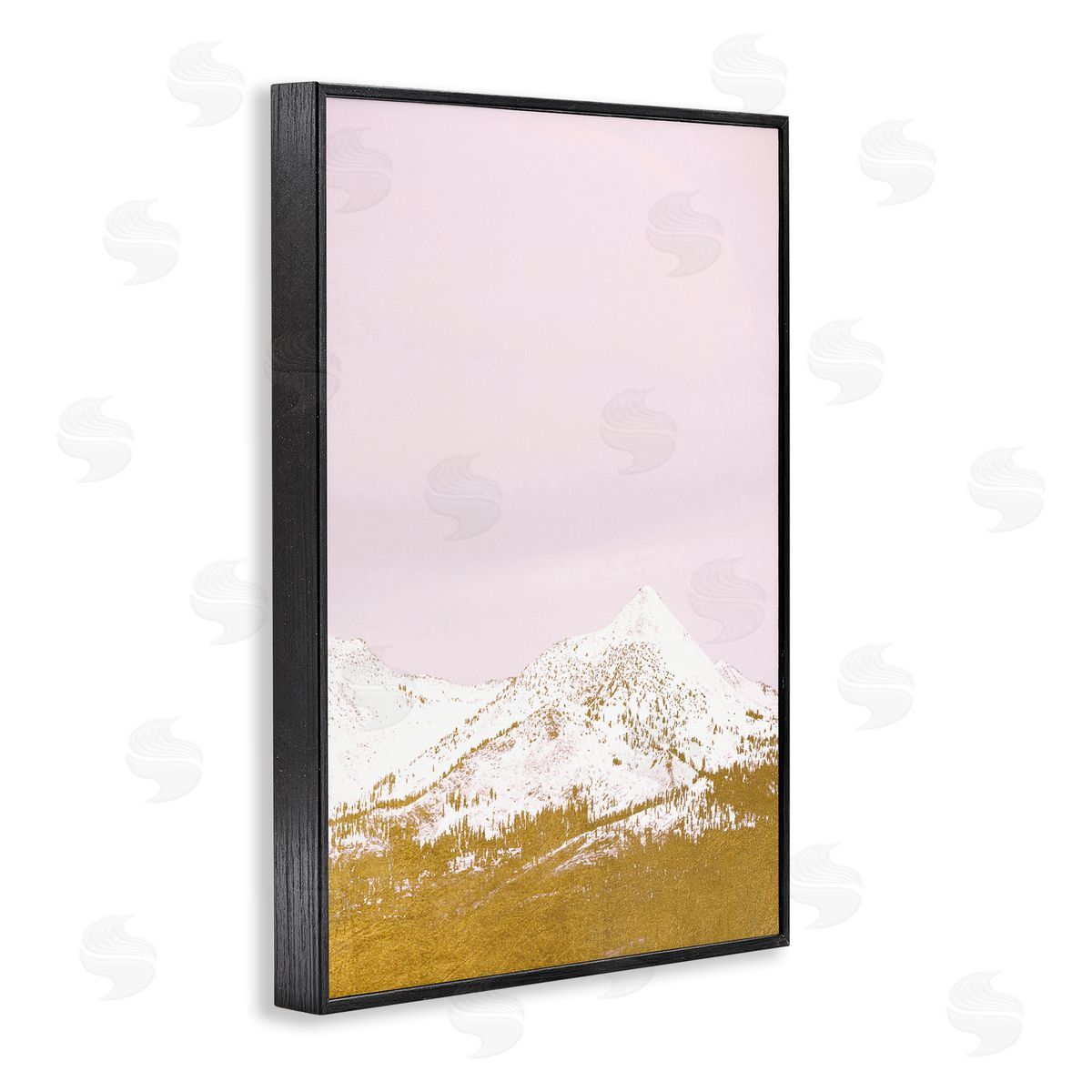 Snowy Mountain on Pink Black Frame Print Wall Art, Home Decor by Gemma Bardot