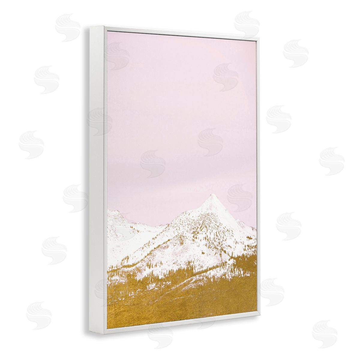 Snowy Mountain on Pink White Frame Print Wall Art, Home Decor by Gemma Bardot