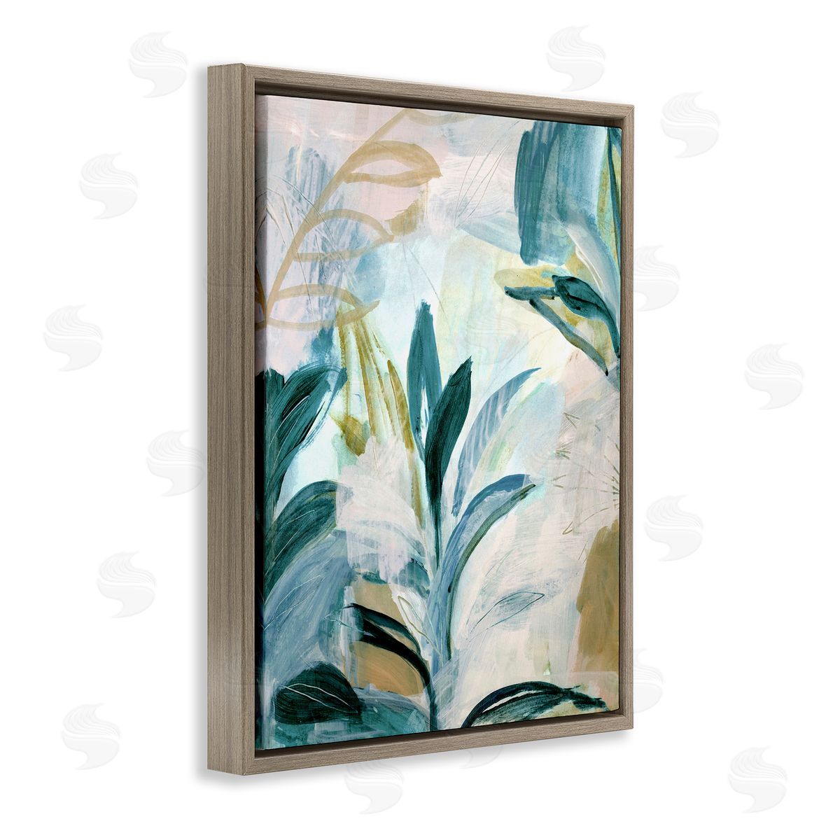 Vintage Hawaii Native Plants Brown Floating Frame Canvas Wall Art, Home Decor by Gemma Bardot
