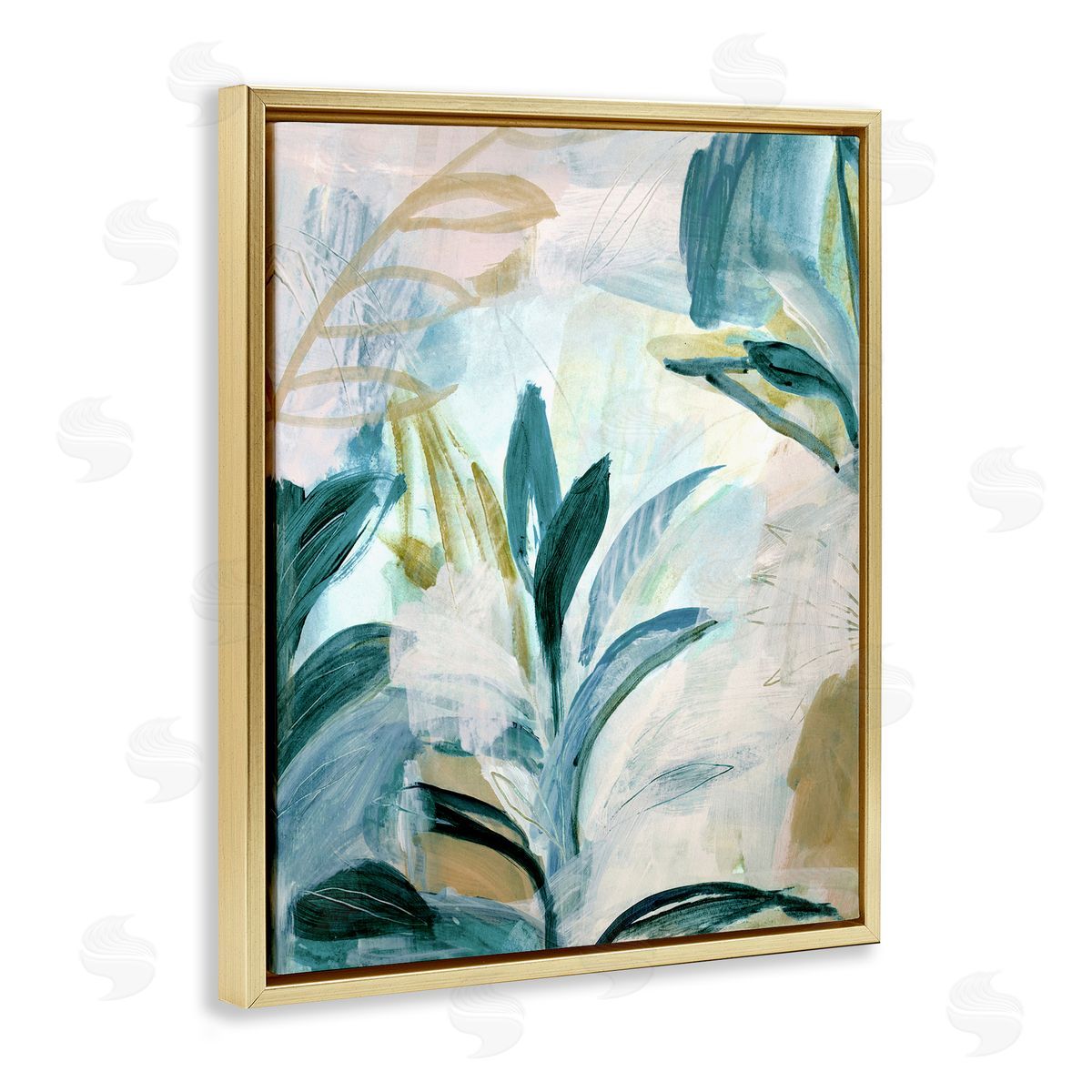 Vintage Hawaii Native Plants Gold Floating Frame Canvas Wall Art, Home Decor by Gemma Bardot