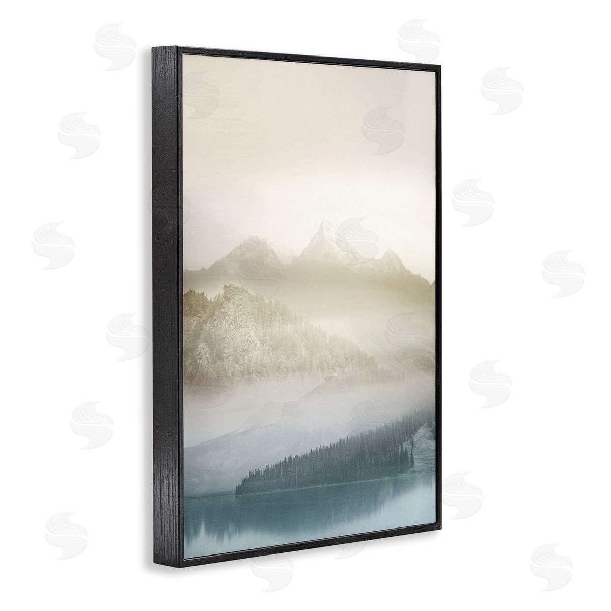 Vanilla Mountain Peaks View Black Frame Print Wall Art, Home Decor by Gemma Bardot